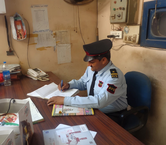 Security guard at desk